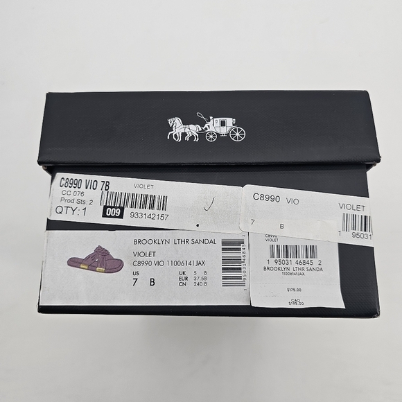 Coach Women's Brooklyn Leather Sandals - Violet Lilac Purple Twist Knot Slide 7 - Picture 8 of 8